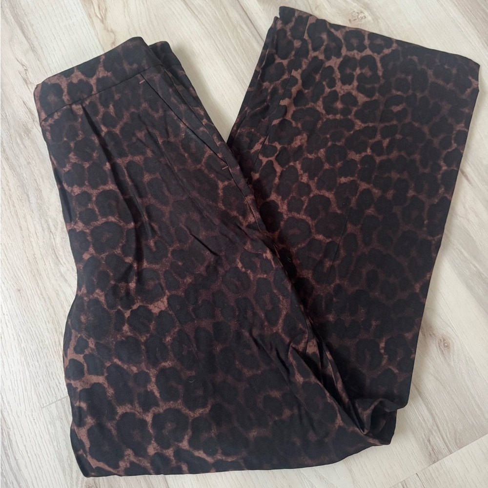 H&M Leopard-Print Wide Leg Trousers - Black & Brown